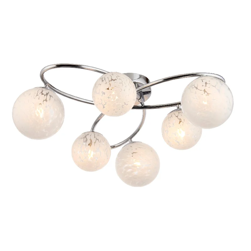 Industrial Style Floor Lamp with Exposed Bulbs for Loft ApartmentsSept Large 6 Light Chrome Art Deco Semi Flush - Glass Shades Industrial Style Floor Lamp with Exposed Bulbs for Loft ApartmentsSept Large 6 Light Chrome Art Deco Semi Flush - Glass Shades