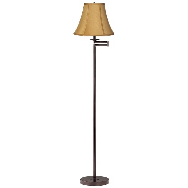 Metal Floor Lamp with a Matte Black Finish for a Sleek LookSwing Arm Floor Lamp Bronze Beige Coppery Gold Shade Living Room - 14" x 60"