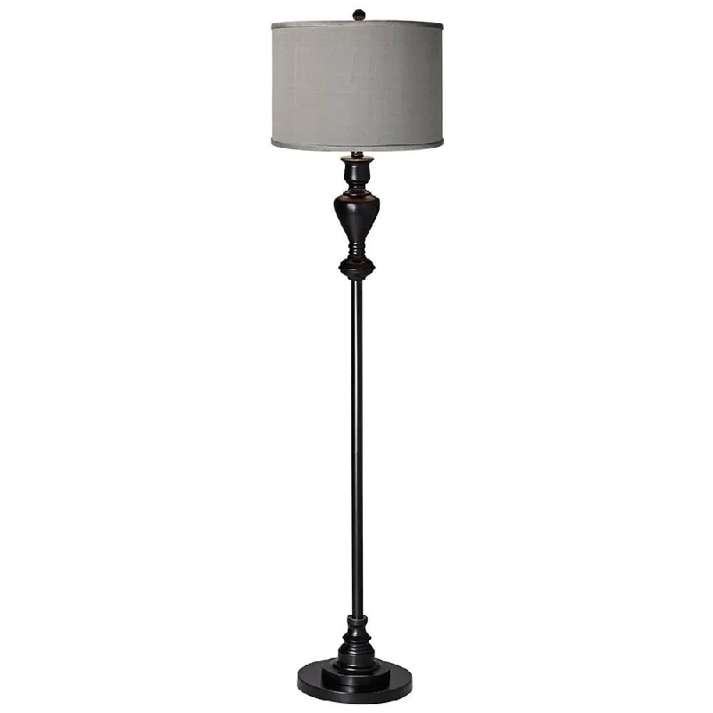 Wood Floor Lamp with Natural Grain for a Warm and Organic FeelTraditional Floor Lamp Black Bronze Gray Textured Shade Living Room - 13" x 58" Wood Floor Lamp with Natural Grain for a Warm and Organic FeelTraditional Floor Lamp Black Bronze Gray Textured Shade Living Room - 13" x 58"