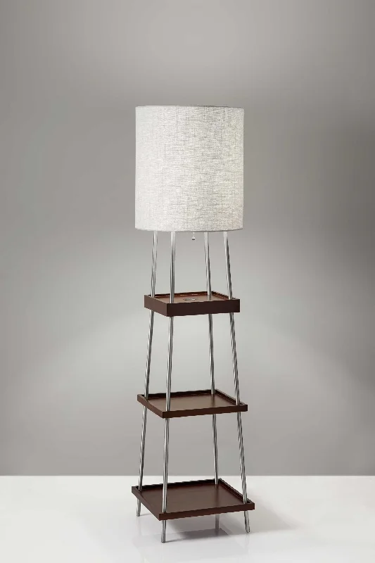 Rustic Farmhouse Style Floor Lamp for Cozy BedroomsWalnut Wood Metal Shelf Floor Lamp with Charging Station By Homeroots Rustic Farmhouse Style Floor Lamp for Cozy BedroomsWalnut Wood Metal Shelf Floor Lamp with Charging Station By Homeroots