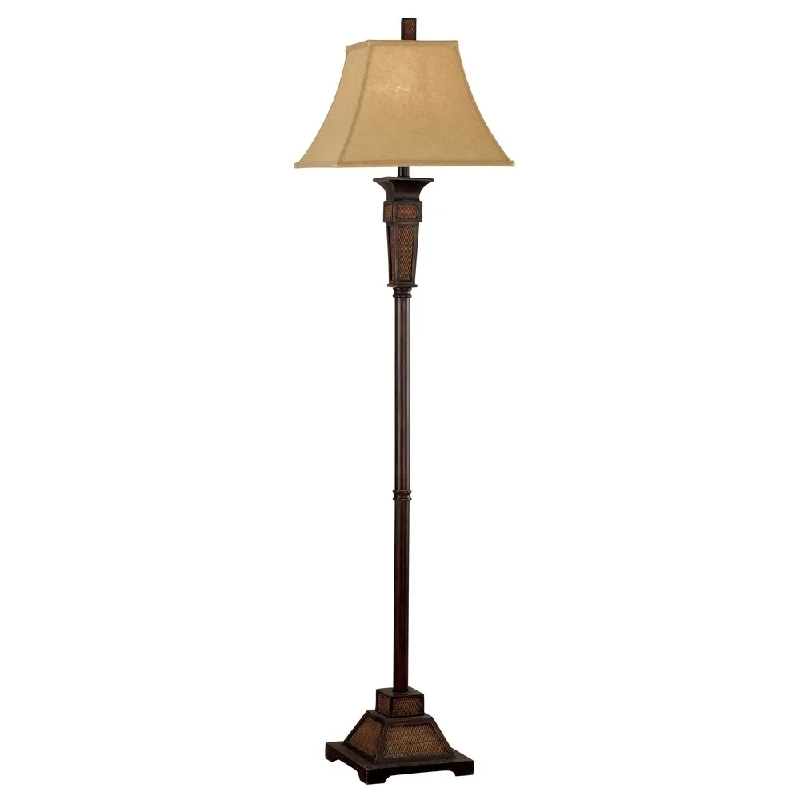 Glass Floor Lamp with Frosted Shades for Soft Diffused LightWeston Brown Wood Floor Lamp