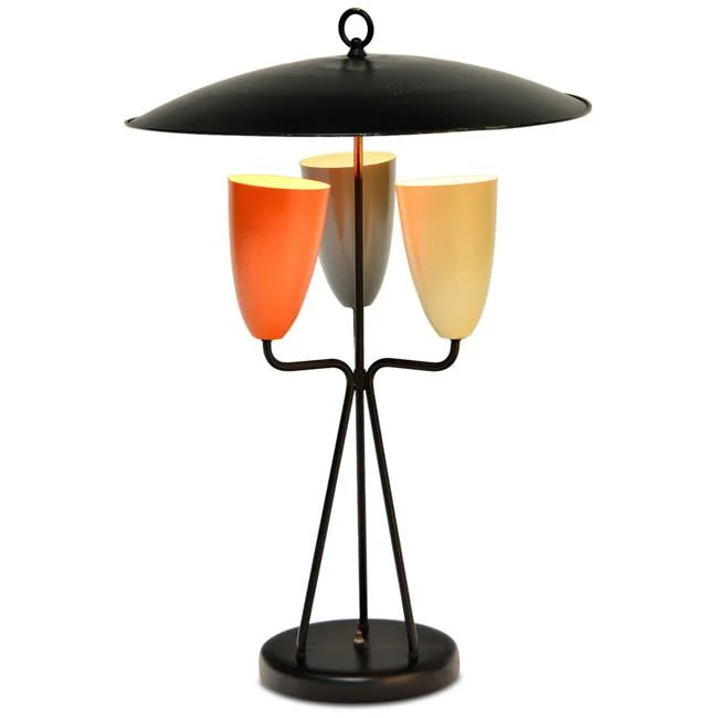glass table lamps with a frosted surface for soft light diffusionBlack Triple Bulb Contemporary Table Lamp