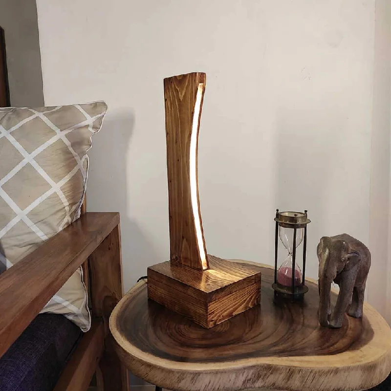bohemian table lamps with colorful patterns for eclectic bedroomsArc Brown Wooden LED Table Lamp bohemian table lamps with colorful patterns for eclectic bedroomsArc Brown Wooden LED Table Lamp