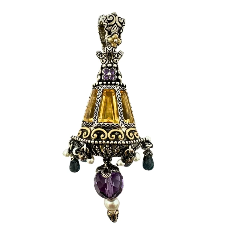 Indian - Themed Ceiling Lights with Intricate Filigree and Mirror WorkBarbara Bixby Pendant Indian - Themed Ceiling Lights with Intricate Filigree and Mirror WorkBarbara Bixby Pendant