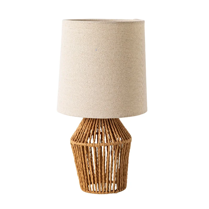 fabric table lamps with a linen shade for a relaxed and breathable lookBeatrice Rattan Linen Table Lamp 32cm