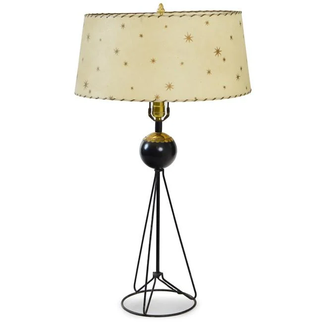 marble table lamps with a luxurious veined pattern for high end decorBlack Wire Gold Star Shade Table Lamp