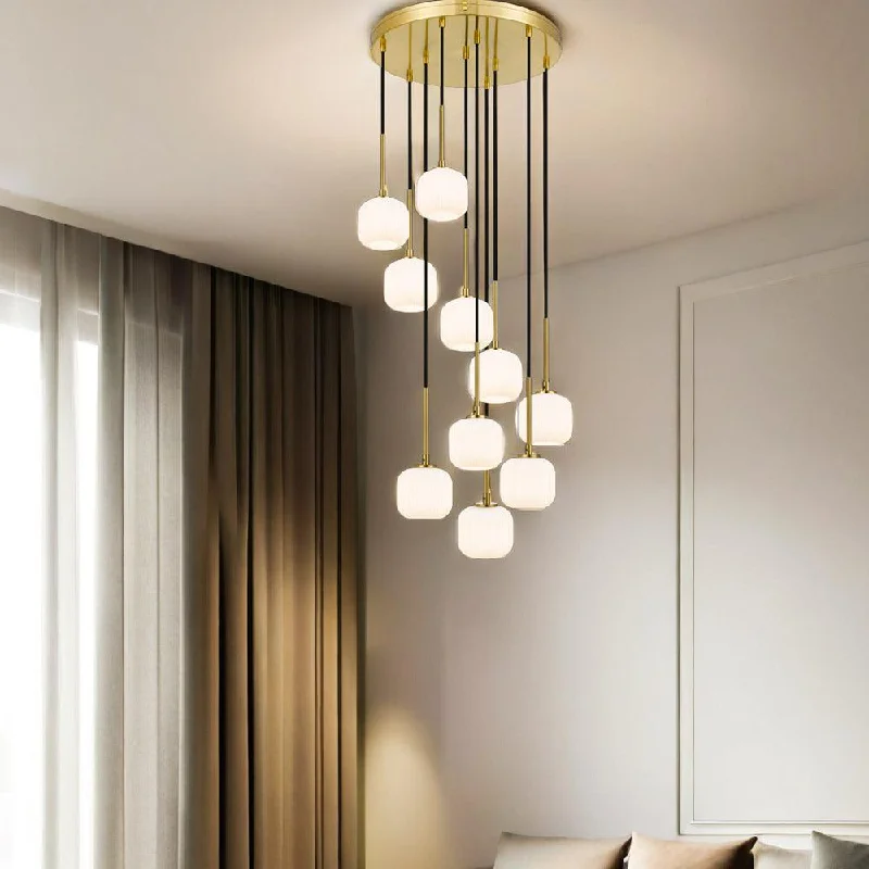 African - Inspired Ceiling Lights with Tribal Patterns and Natural MaterialsBobo LED Pendant Light 10Lt in Antique Gold/Opal Matt or Black/Smoke African - Inspired Ceiling Lights with Tribal Patterns and Natural MaterialsBobo LED Pendant Light 10Lt in Antique Gold/Opal Matt or Black/Smoke
