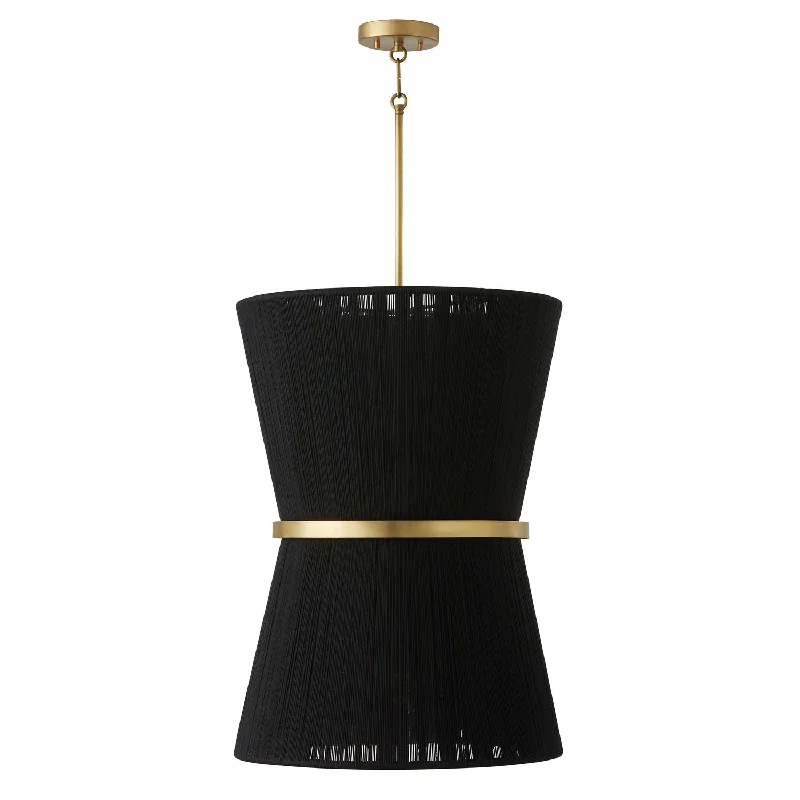 African - Inspired Ceiling Lights with Tribal Patterns and Natural MaterialsCapital Cecilia 541261KP Pendant Light - Black Rope and Patinaed Brass African - Inspired Ceiling Lights with Tribal Patterns and Natural MaterialsCapital Cecilia 541261KP Pendant Light - Black Rope and Patinaed Brass