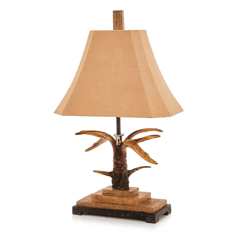 wooden table lamps with natural grain for a warm and organic feelCarved Wood Antler Table Lamp