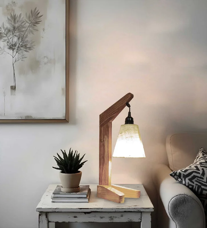 leather table lamps with a distressed texture for a rugged charmCharles Brown Wooden Table Lamp with White Jute Lampshade