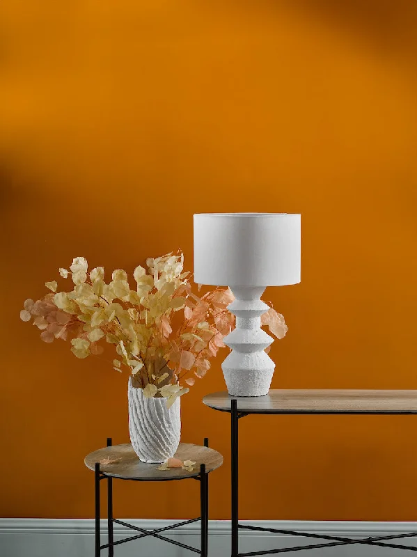 wooden table lamps with natural grain for a warm and organic feelDar Bidelia Table Lamp Matt White With Shade wooden table lamps with natural grain for a warm and organic feelDar Bidelia Table Lamp Matt White With Shade