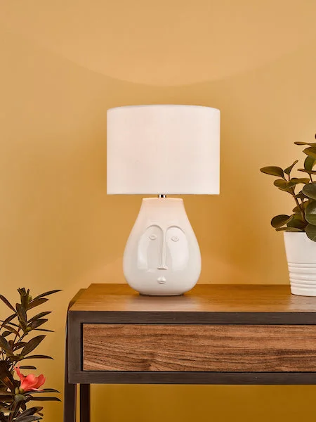 rustic farmhouse table lamps for cozy kitchensDar Boris Table Lamp White with Shade