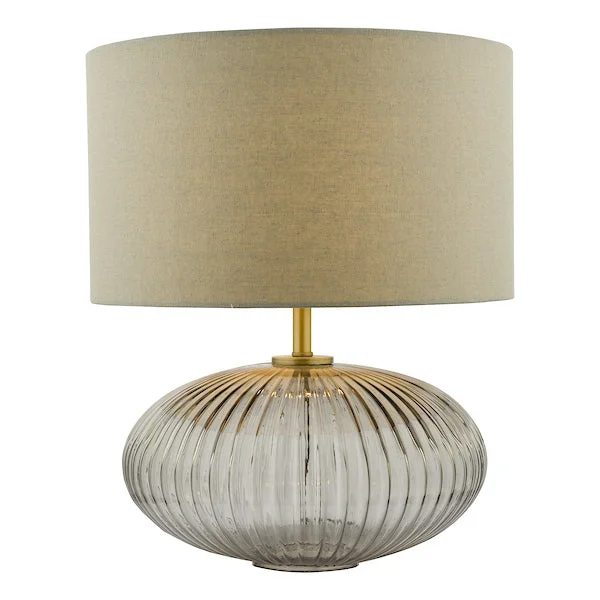 wooden table lamps with natural grain for a warm and organic feelDar Edmond Table Lamp Smoked Glass & Antique Brass Detail wooden table lamps with natural grain for a warm and organic feelDar Edmond Table Lamp Smoked Glass & Antique Brass Detail