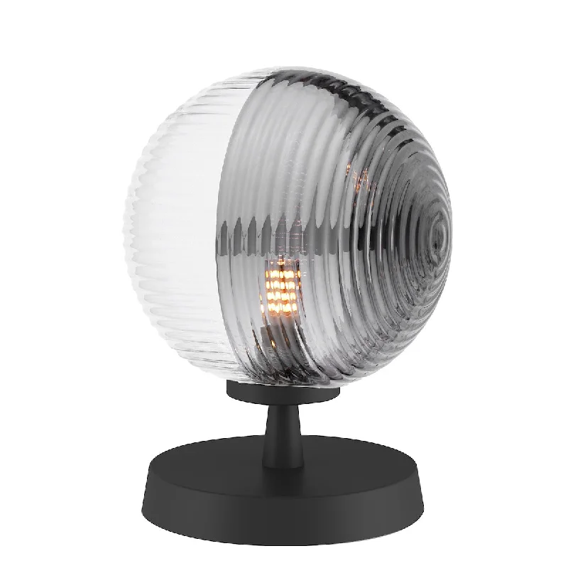 glass table lamps with a frosted surface for soft light diffusionDar Esben Table Lamp Matt Black & Smoked/Clear Ribbed Glass glass table lamps with a frosted surface for soft light diffusionDar Esben Table Lamp Matt Black & Smoked/Clear Ribbed Glass