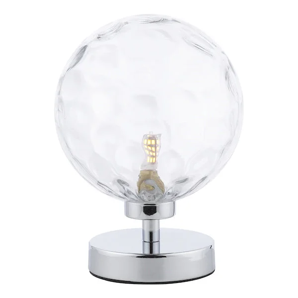 art deco table lamps with geometric shapes for a retro touchDar Esben Touch Table Lamp Chrome with Clear Dimpled Glass