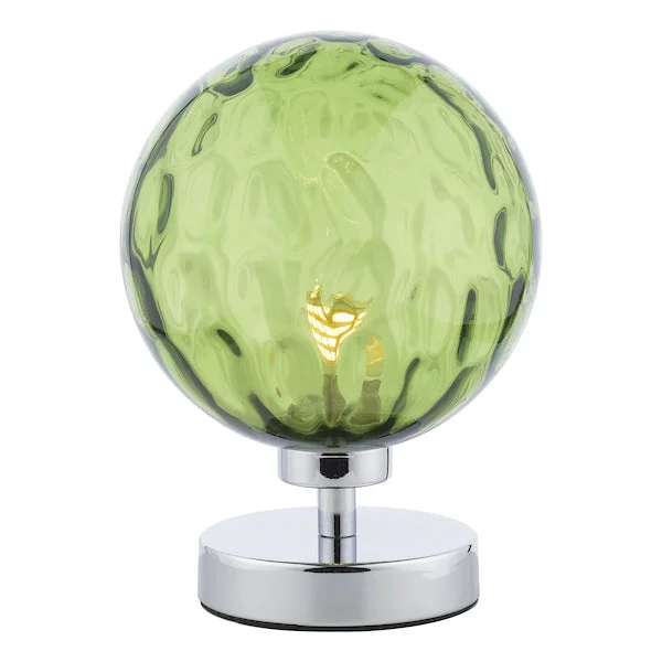 metal table lamps with a matte black finish for a sleek appearanceDar Esben Touch Table Lamp Chrome with Green Glass