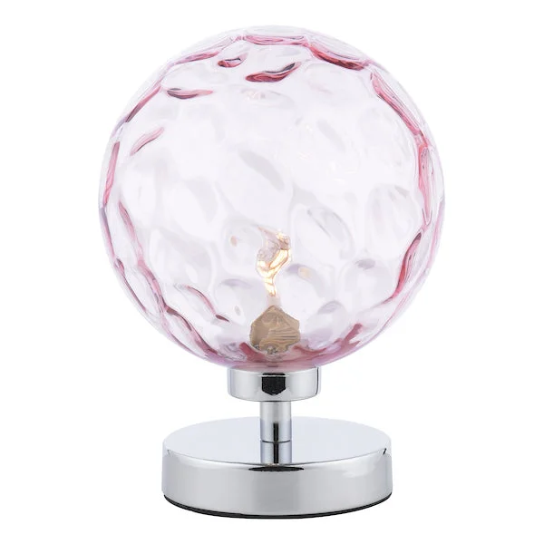 marble table lamps with a luxurious veined pattern for high end decorDar Esben Touch Table Lamp Chrome with Pink Glass