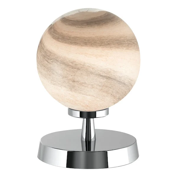 wooden table lamps with natural grain for a warm and organic feelDar Esben Touch Table Lamp Polished Chrome With Planet Glass