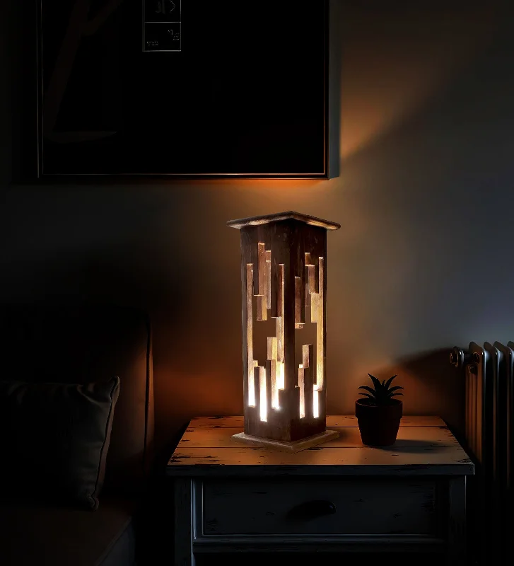 victorian style table lamps with ornate details for traditional homesDisperse Wooden Table Lamp with Brown Base