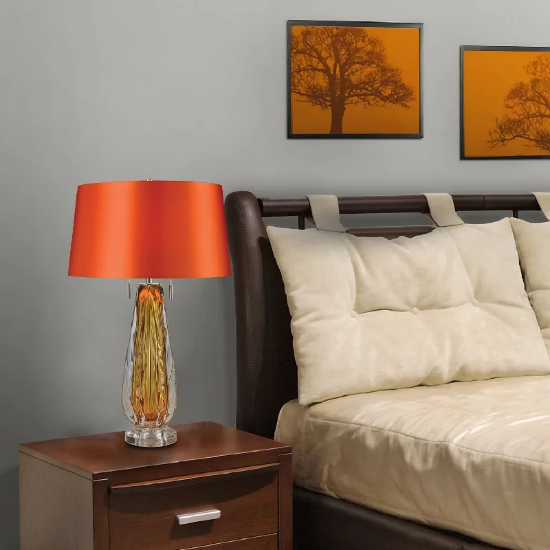 glass table lamps with a frosted surface for soft light diffusionElk Lighting D2669-LED Modern Modena Lamp Amber