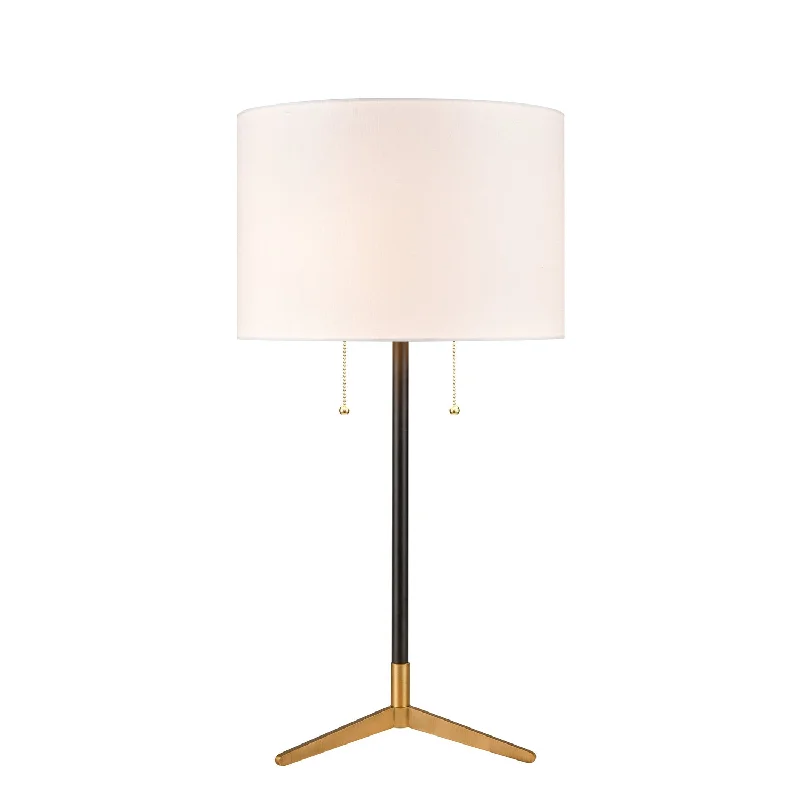 fabric table lamps with a linen shade for a relaxed and breathable lookElk Lighting D3120WHT Modern Clubhouse Lamp Matte Black