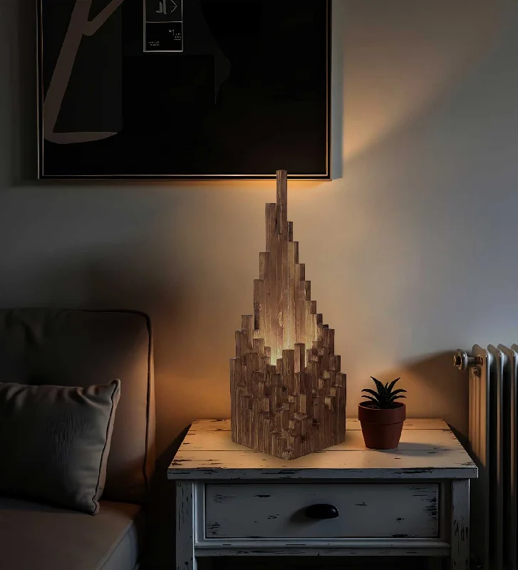 industrial style table lamps with exposed bulbs for loft apartmentsEmanate Wooden Table Lamp with Brown Base