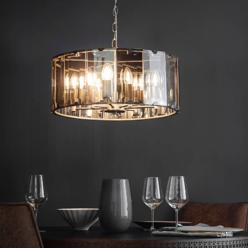 Art Deco Ceiling Lights with Geometric Patterns and Metallic FinishesClooney 8lt pendant