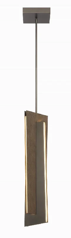 Tropical - Themed Ceiling Lights with Palm - Leaf Shapes and Rattan WrapsGeorge Kovacs Intersezioni P1642-895-L Pendant Light - Midnight Iron And Faux Walnut Tropical - Themed Ceiling Lights with Palm - Leaf Shapes and Rattan WrapsGeorge Kovacs Intersezioni P1642-895-L Pendant Light - Midnight Iron And Faux Walnut