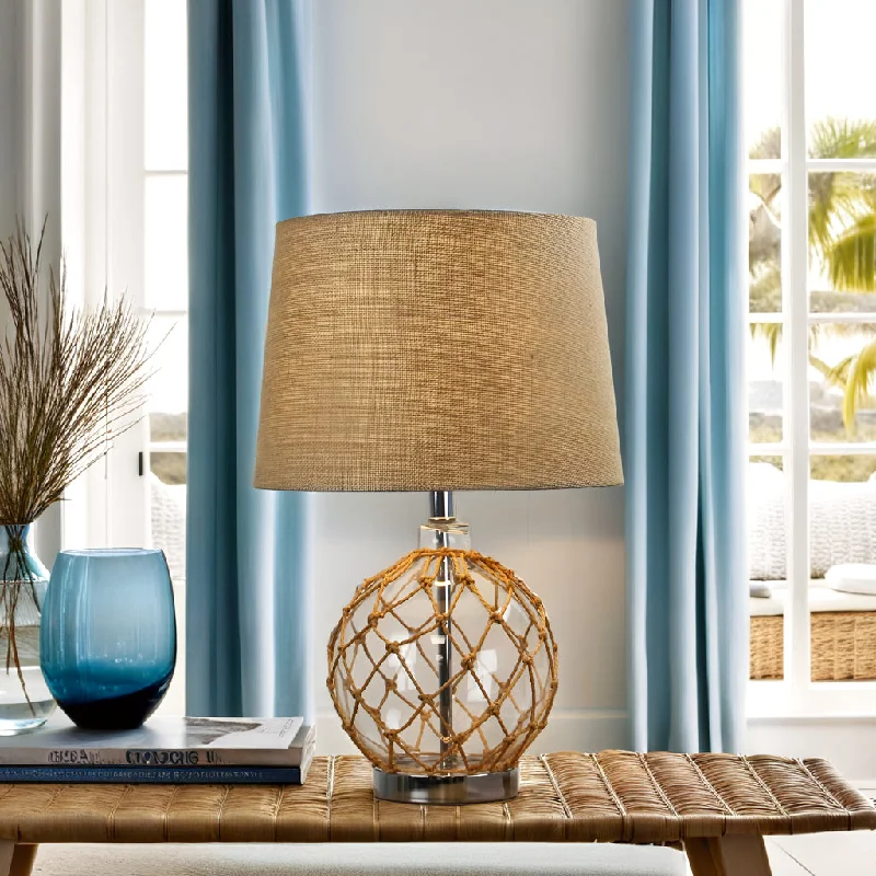 bohemian table lamps with colorful patterns for eclectic bedroomsHamptons Style Table Lamp with Rope Wrapped Around Glass Ball