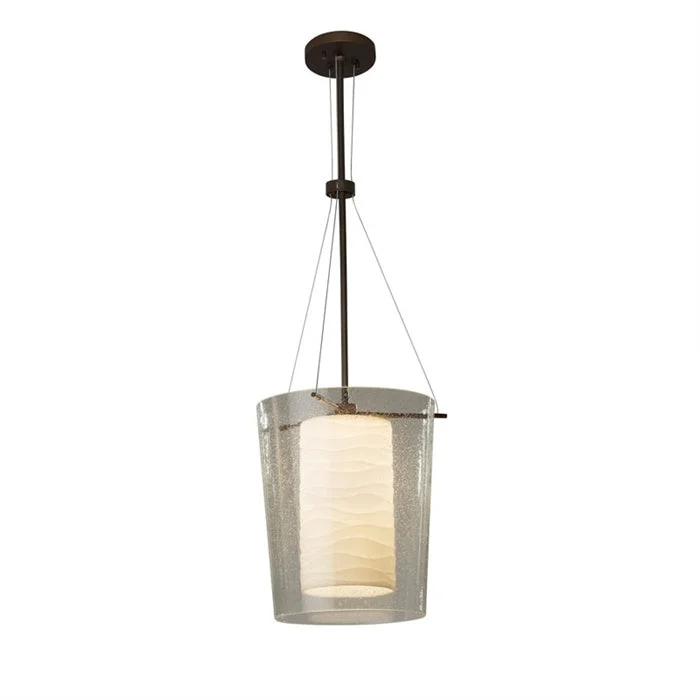 Japanese - Inspired Ceiling Lights with Shoji - Screen - like DiffusersJustice Designs Porcelina PNA-8010-WAVE-DBRZ Pendant Light - Dark Bronze Japanese - Inspired Ceiling Lights with Shoji - Screen - like DiffusersJustice Designs Porcelina PNA-8010-WAVE-DBRZ Pendant Light - Dark Bronze