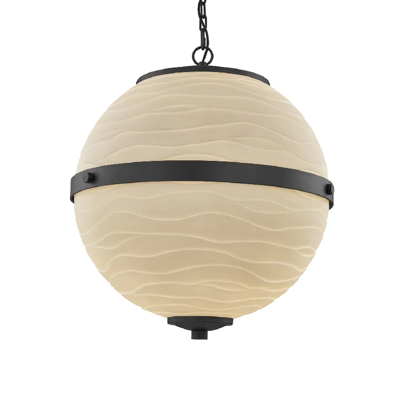 Tropical - Themed Ceiling Lights with Palm - Leaf Shapes and Rattan WrapsJustice Designs Porcelina PNA-8040-WAVE-MBLK Pendant Light - Matte Black Tropical - Themed Ceiling Lights with Palm - Leaf Shapes and Rattan WrapsJustice Designs Porcelina PNA-8040-WAVE-MBLK Pendant Light - Matte Black