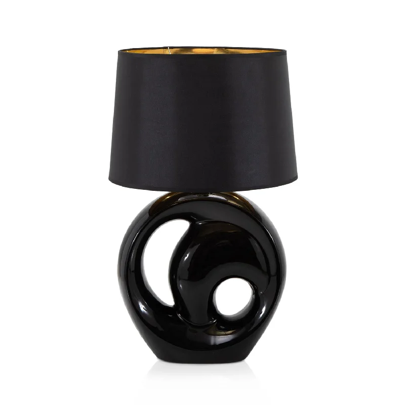 leather table lamps with a distressed texture for a rugged charmBlack Glossy Art Deco Table Lamp
