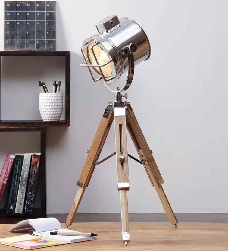 glass table lamps with a frosted surface for soft light diffusionNickel Finish Modern Tripod Table Lamp
