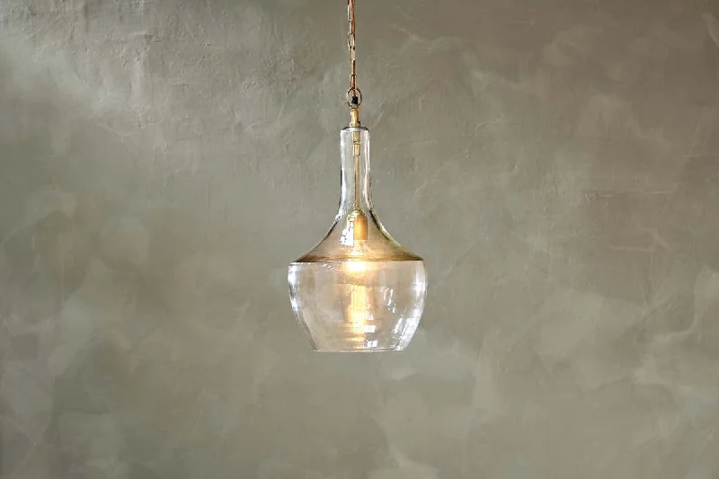 Moroccan Ceiling Lights with Colorful Stained Glass and Geometric CarvingsNkuku Agatarla Recycled Clear Glass Pendant Small