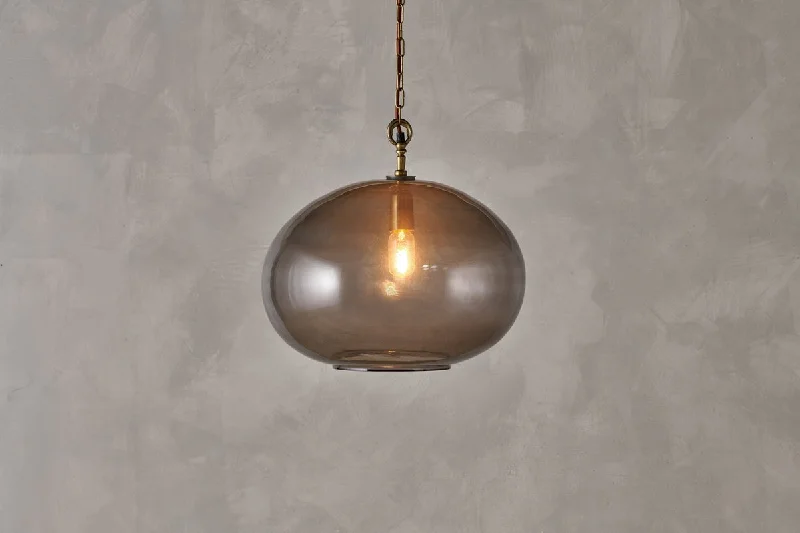 Metal Ceiling Lights in Brass, Copper, Stainless Steel, and IronNkuku Otoro Recycled Smoke Glass Pendant Large Round Metal Ceiling Lights in Brass, Copper, Stainless Steel, and IronNkuku Otoro Recycled Smoke Glass Pendant Large Round