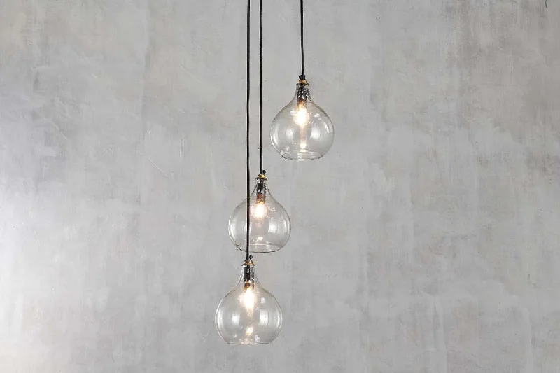 Gothic Ceiling Lights with Dark Metalwork and Pointed ArchesNkuku Ziva 3 Light Recycled Clear Glass Cluster Pendant Gothic Ceiling Lights with Dark Metalwork and Pointed ArchesNkuku Ziva 3 Light Recycled Clear Glass Cluster Pendant