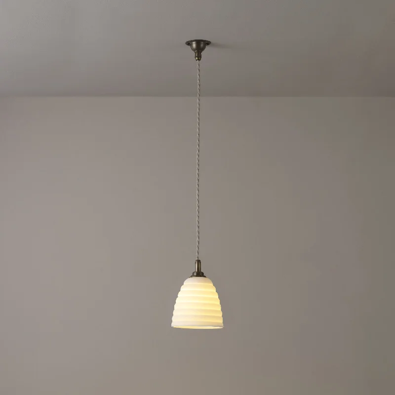 Indian - Themed Ceiling Lights with Intricate Filigree and Mirror WorkOriginal BTC Antique Brass Bibendum Pendant