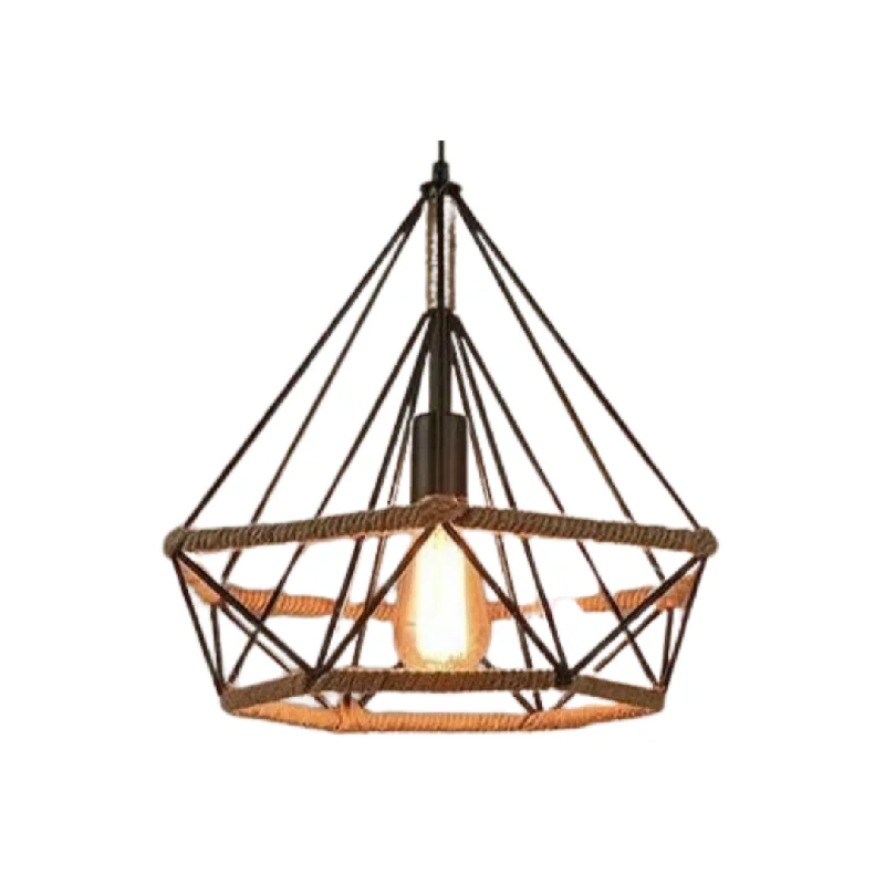 Mediterranean - Style Ceiling Lights with Terra - Cotta and Ceramic DetailsBig Pyramid Cage Pendant