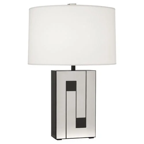 fabric table lamps with a linen shade for a relaxed and breathable lookRobert Abbey Lighting BK579 Blox Lamp Black Enamel W/ Polished Nickel