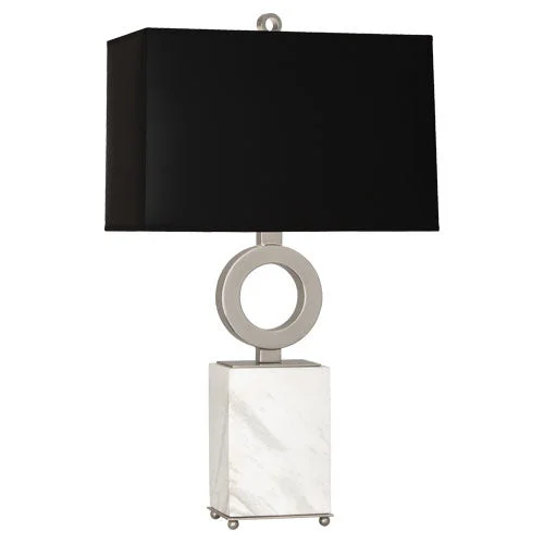 leather table lamps with a distressed texture for a rugged charmRobert Abbey Lighting S405B Oculus Lamp Antique Silver W/ White Marble Base