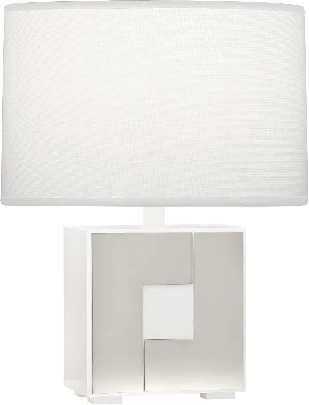 victorian style table lamps with ornate details for traditional homesRobert Abbey Lighting WH578 Blox Lamp White Enamel W/ Polished Nickel