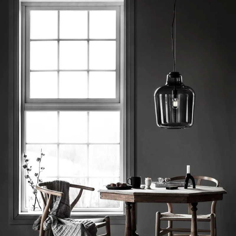 Industrial Style Ceiling Lights with Exposed Bulbs and Metal CagesSay My Name Pendant Light Steel in Smoked Grey Glossy or Matt Northern Lighting - 660, 661 Industrial Style Ceiling Lights with Exposed Bulbs and Metal CagesSay My Name Pendant Light Steel in Smoked Grey Glossy or Matt Northern Lighting - 660, 661
