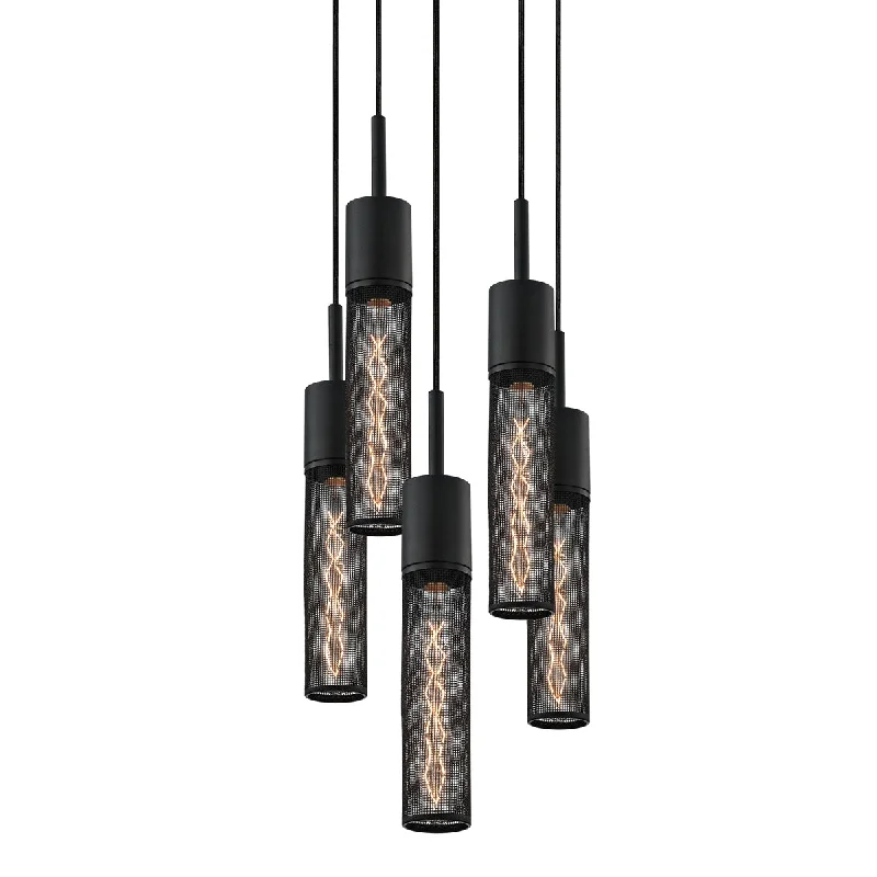 Japanese - Inspired Ceiling Lights with Shoji - Screen - like DiffusersFive Light Pendant Japanese - Inspired Ceiling Lights with Shoji - Screen - like DiffusersFive Light Pendant