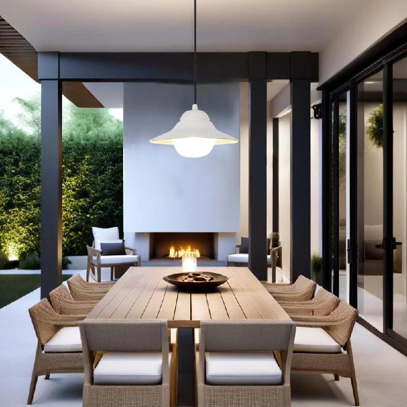 Rustic Ceiling Lights with Reclaimed Wood and Distressed FinishesSpy Outdoor LED Pendant Light w/ Frosted Diffuser (Black or White) Rustic Ceiling Lights with Reclaimed Wood and Distressed FinishesSpy Outdoor LED Pendant Light w/ Frosted Diffuser (Black or White)