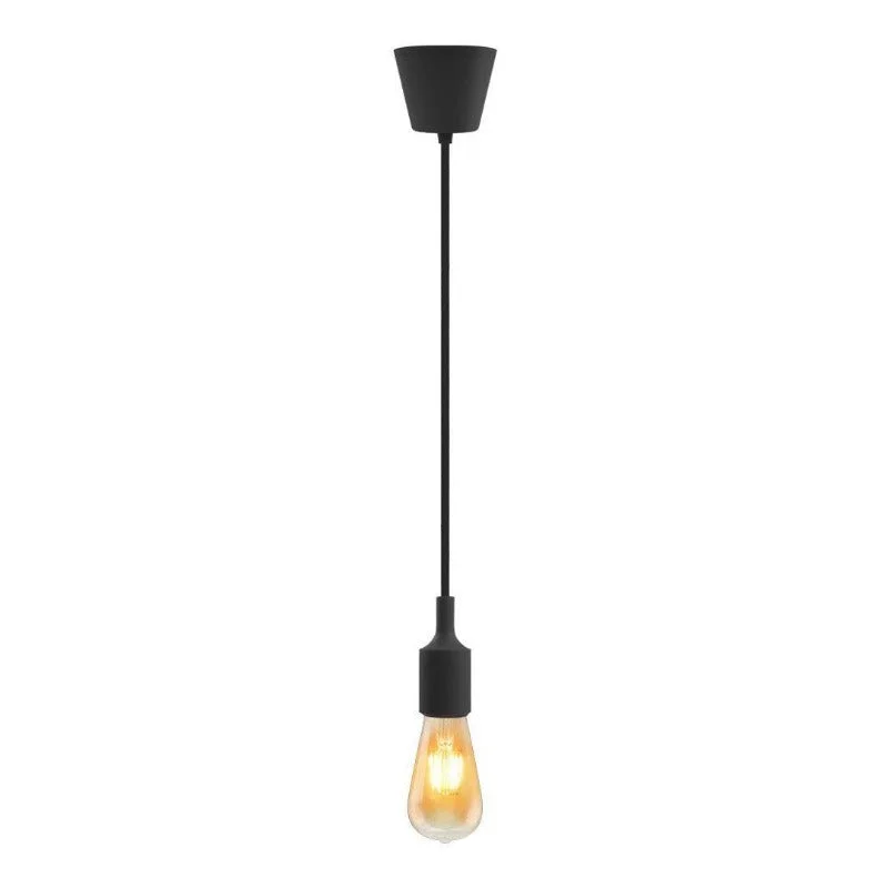 Japanese - Inspired Ceiling Lights with Shoji - Screen - like DiffusersHanging E27(Screw) Pendant Holder - Black