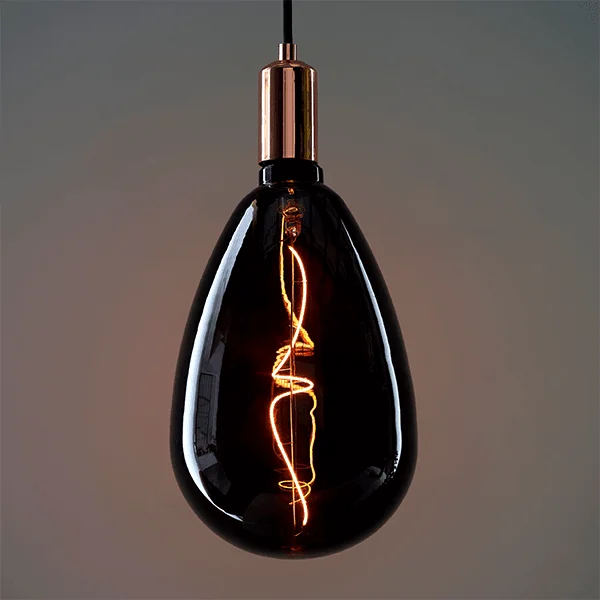 Metal Ceiling Lights in Brass, Copper, Stainless Steel, and IronWisp E27 Smoked Tinted Glass Filament Bulb Metal Ceiling Lights in Brass, Copper, Stainless Steel, and IronWisp E27 Smoked Tinted Glass Filament Bulb